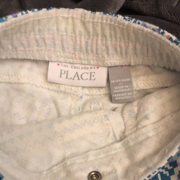 Leggings in snowflake frozen pattern cream with glittery blue and pink - Picture 3 of 3